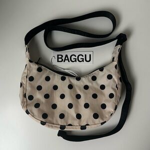 BAGGU Small Crescent Bag Cream Polka Dot